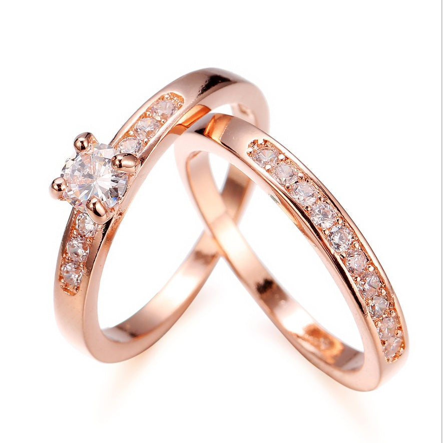 Rose gold ring with diamonds