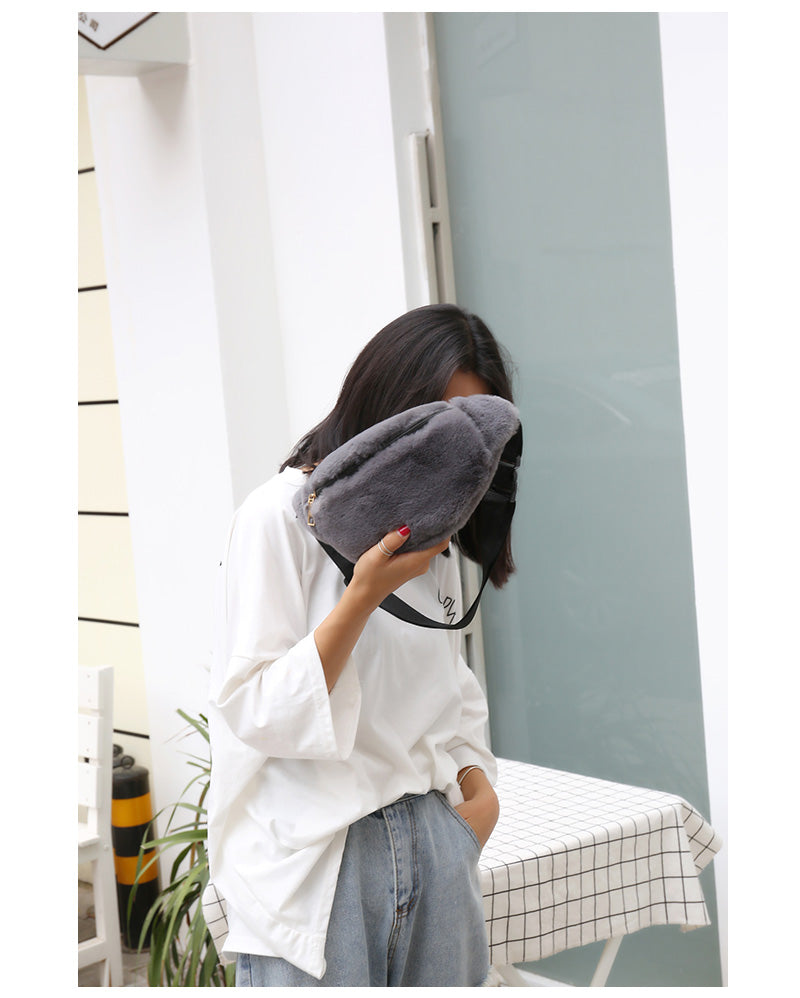 Women Waist Bag Artificial wool Fur Chest Bag