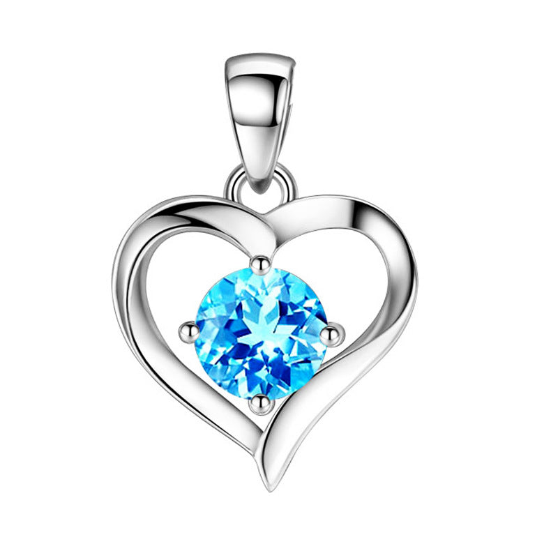 S999 Sterling Silver Necklace Women's Heart-shaped Pendant