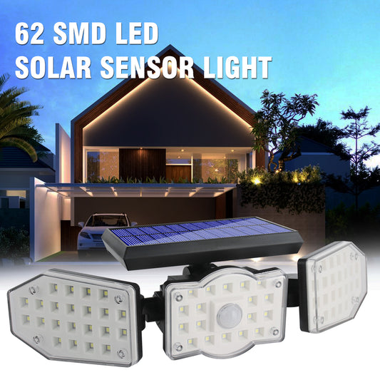 Three-Sided Rotating LED Solar Wall Light