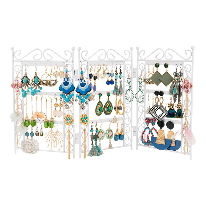 Necklace And Earring Jewelry Stand Display Rack 3 Doors Style Metal Stand Holder Display Shelf Jewelry Organizer