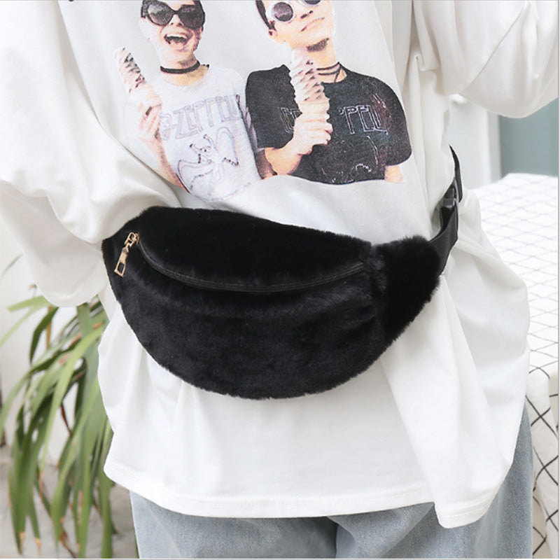 Women Waist Bag Artificial wool Fur Chest Bag