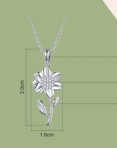 925 sterling silver necklace sunflower plated white gold and silver necklace