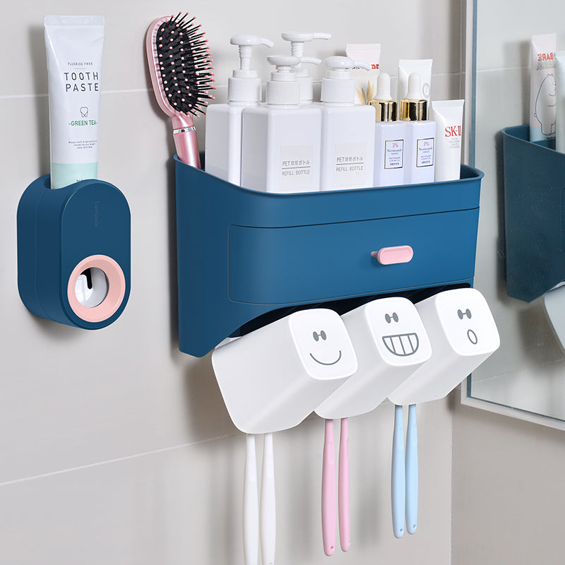 Toothbrush holder rack wall hanging free punching