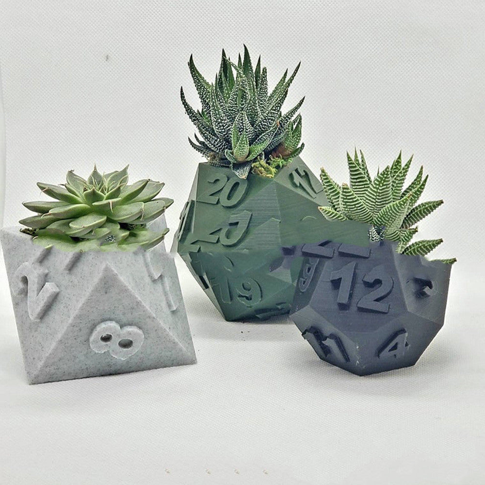 3D Printed Plant Pot Table Top RPG Dice Succulent Planter Set Home Decoration Multifunction Garden Flower Pot