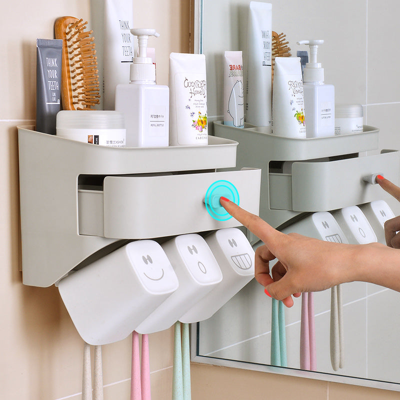 Toothbrush holder rack wall hanging free punching