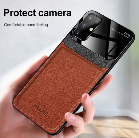 For Sam Sung S20 Case Leather Glass Shockproof Cover