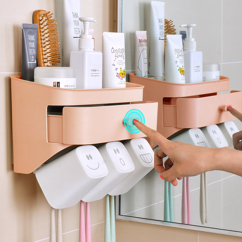 Toothbrush holder rack wall hanging free punching