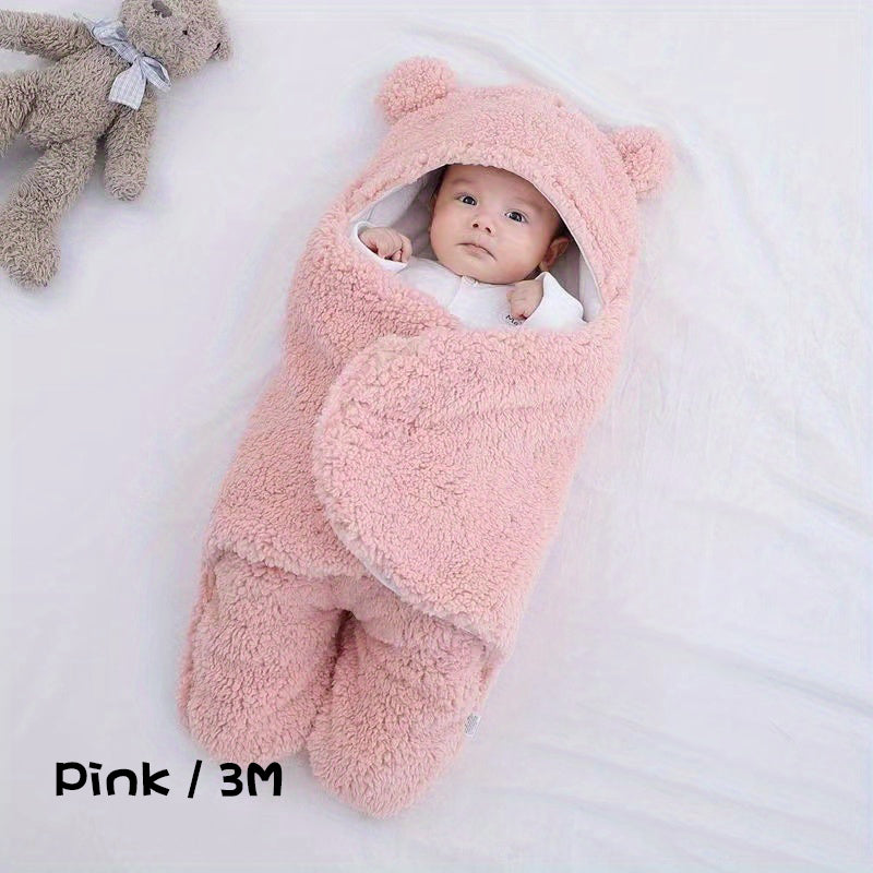 Winter Baby Sleeping Bag Bear Nap Printed Sleeping Bag, Suitable For Babies Aged 0-10 Months, Soft Nap Mat With Removable Pillow