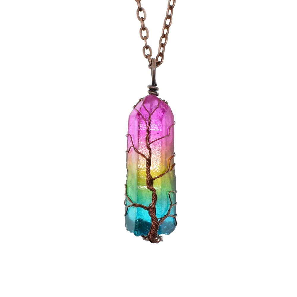 Hot Selling Stone Crystal Pillar Tree Of Life Pendant In America