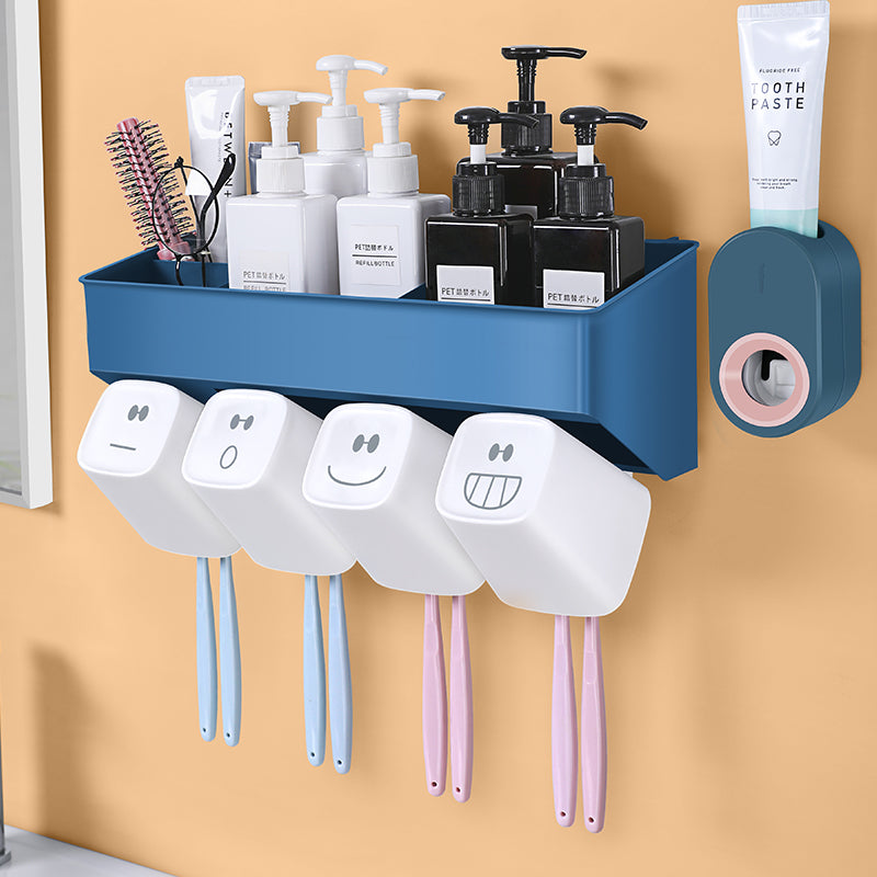 Toothbrush holder rack wall hanging free punching