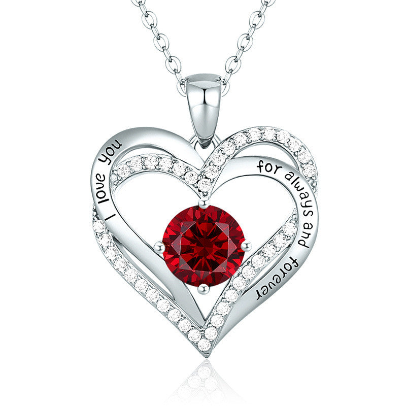 Female 925 Silver Twelve Birthstone Pendant Necklace