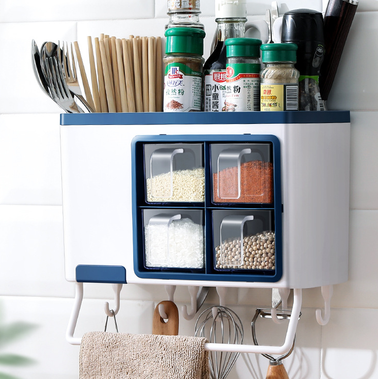 Wall-mounted multifunctional seasoning box