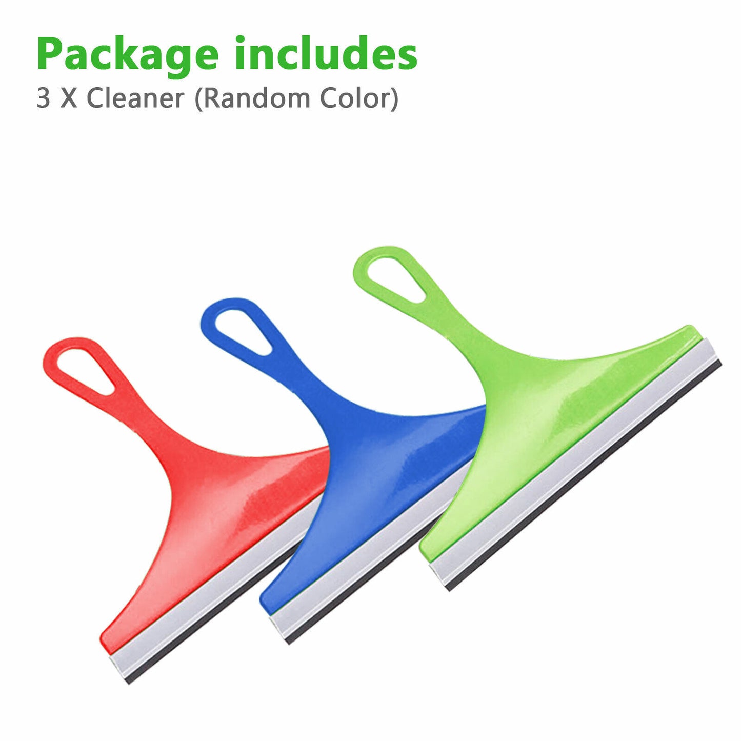 3X Glass Window Wiper Cleaner Squeegee Shower Screen Mirror Home Car Blade Brush Simple Green Car Glass Window Cleaner Wiper Cleaner Household Cleaning Brush Window Cleaning Tools