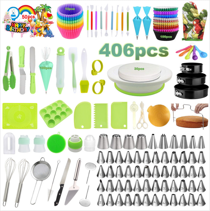 Cake Turntable Decorating Mouth Cream Bag Russian Mouth Baking Pan Set Cake Baking Mold 406 Piece Set