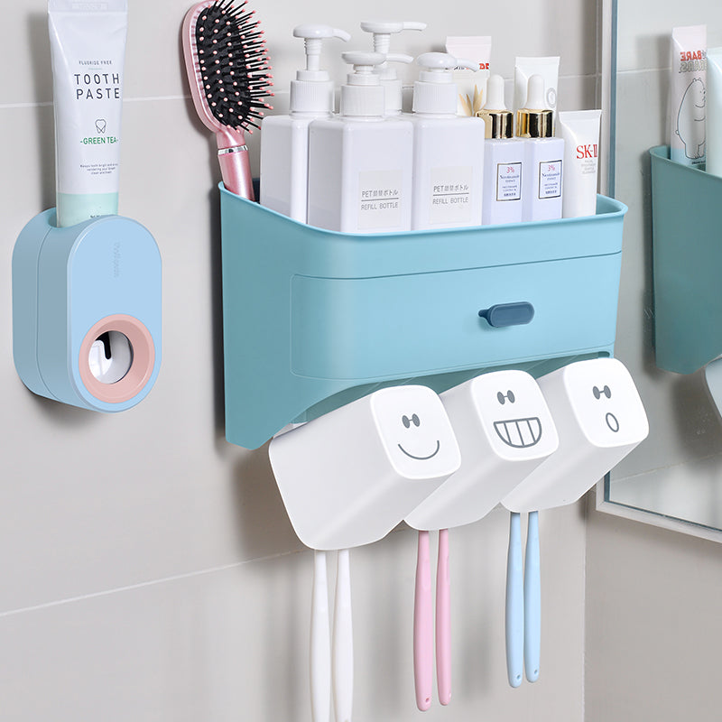 Toothbrush holder rack wall hanging free punching