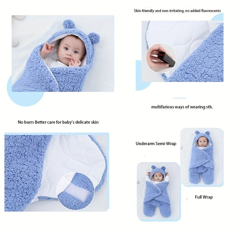 Winter Baby Sleeping Bag Bear Nap Printed Sleeping Bag, Suitable For Babies Aged 0-10 Months, Soft Nap Mat With Removable Pillow