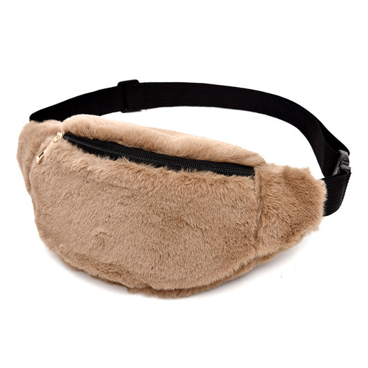 Women Waist Bag Artificial wool Fur Chest Bag