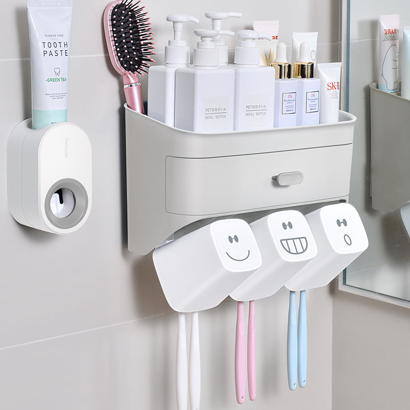 Toothbrush holder rack wall hanging free punching