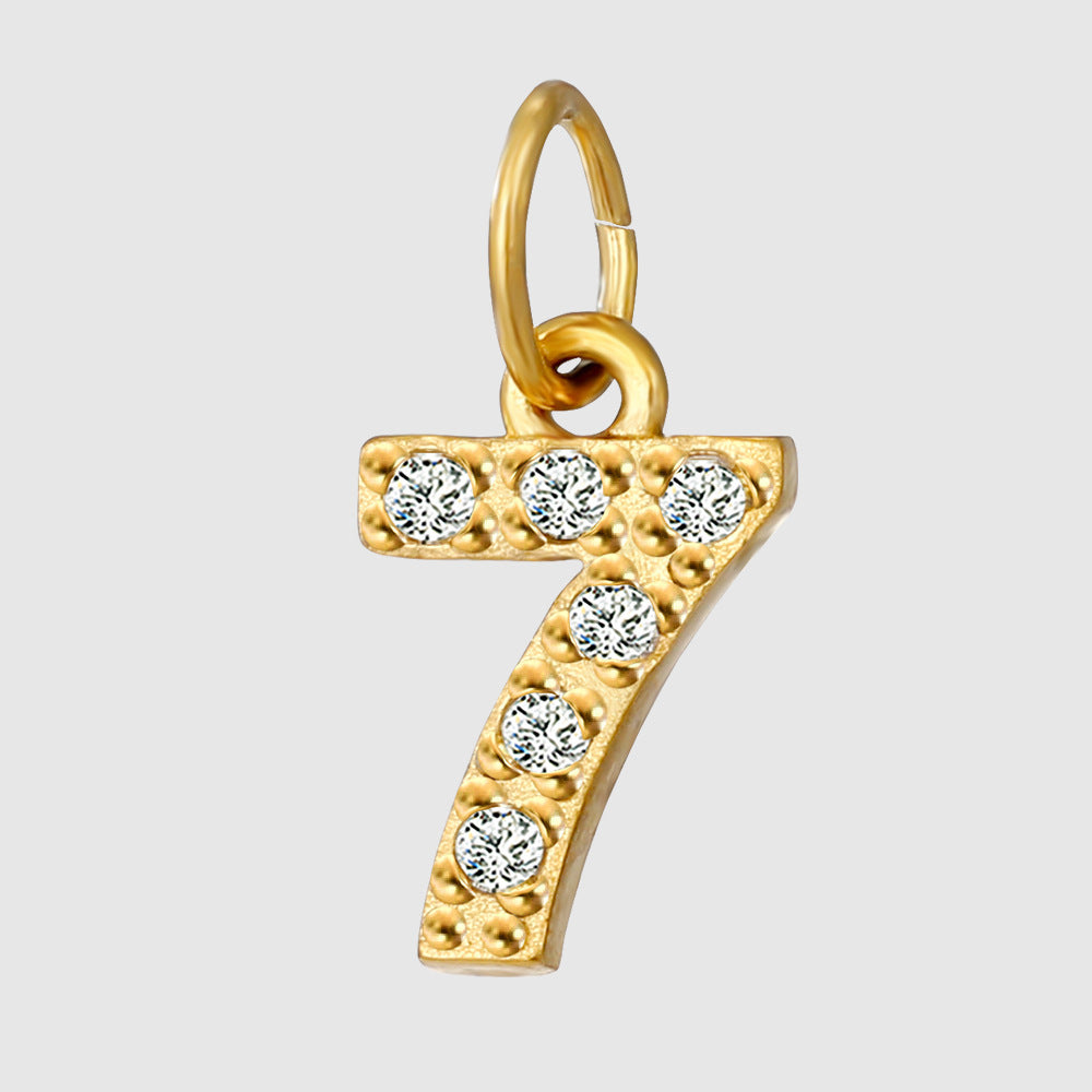 Full Diamond Stainless Steel Ornament Accessories Letter Number Pendant Diy