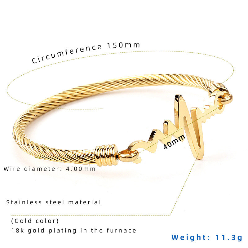 European And American Stainless Steel ECG Bracelet For Women