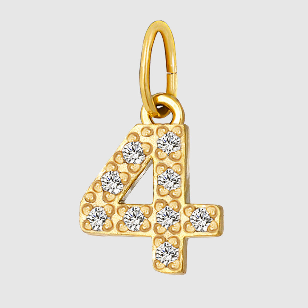 Full Diamond Stainless Steel Ornament Accessories Letter Number Pendant Diy