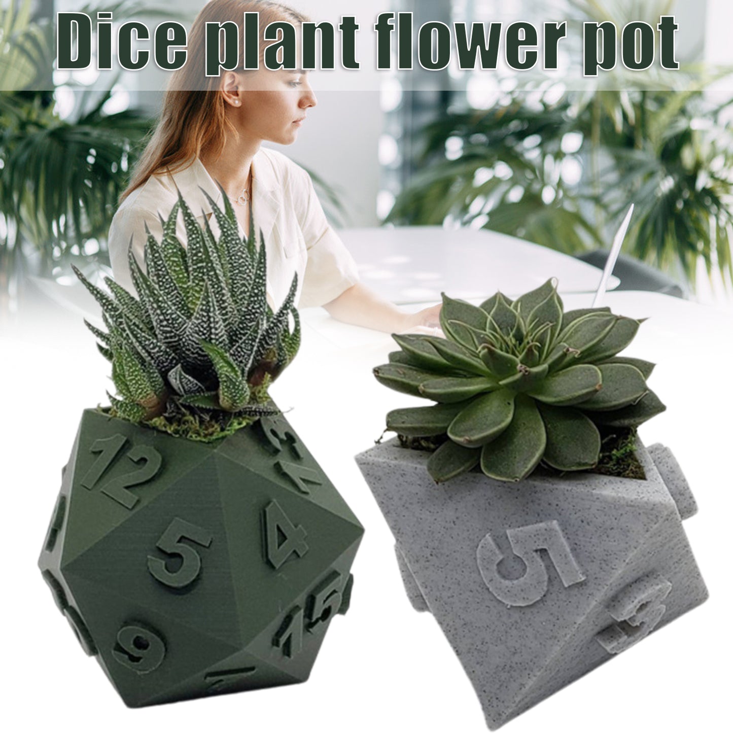 3D Printed Plant Pot Table Top RPG Dice Succulent Planter Set Home Decoration Multifunction Garden Flower Pot