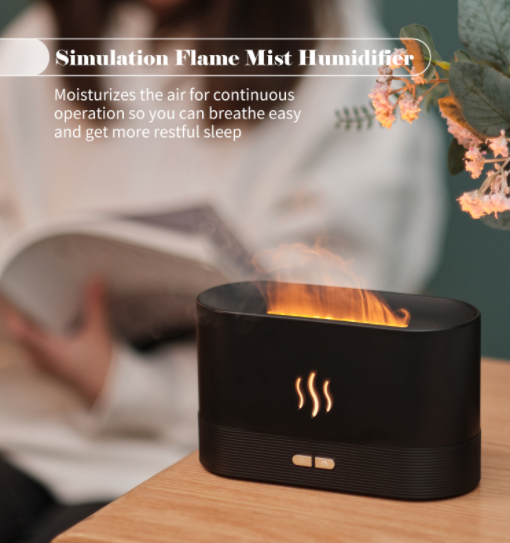 Aroma Diffuser With Flame Light Mist Humidifier Aromatherapy Diffuser With Waterless Auto-Off Protection For Spa Home Yoga Office