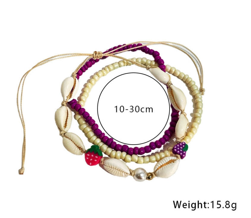 Foot Ornaments Bohemian Color Bead Starfish Shell Pendant Anklet Female Beach Style Ornament