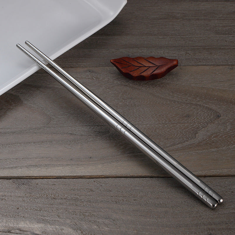 Double Square Stainless Steel Chopsticks Double Household Tableware Chopsticks Set Non-slip Metal Kuaizi