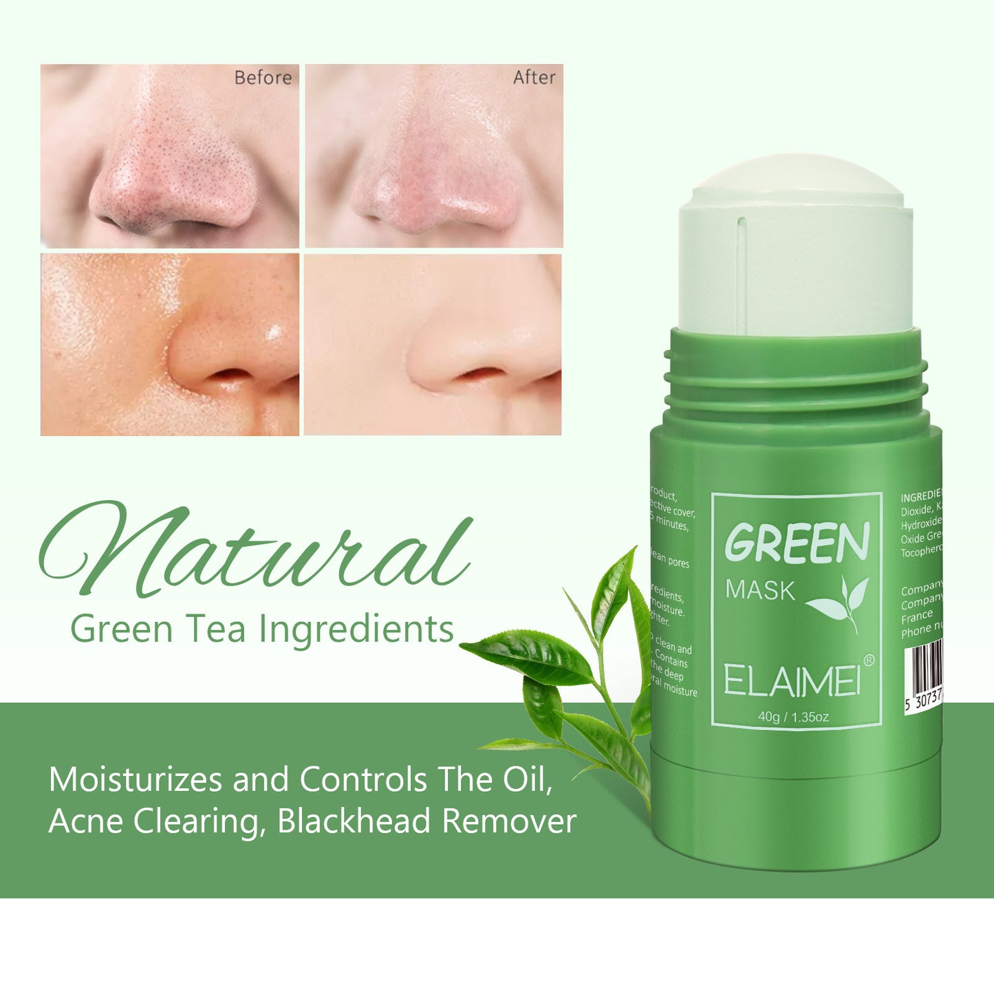 Green Tea Cleansing Blackhead Oil Control Acne Smear Mask